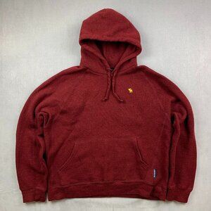 Abercrombie & Fitch Mens Sweater Medium Red Hoodie Long Sleeve Wool Blend Knit